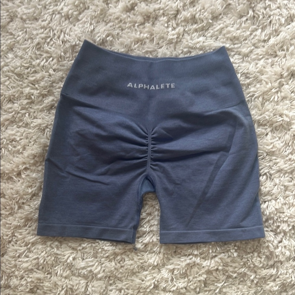 Alphalete Blue Bike Shorts High-Waisted Compression